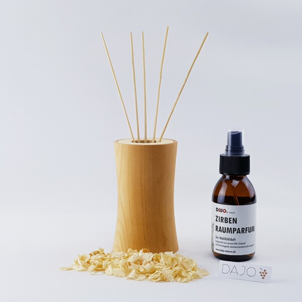 DAJO Stäbchen Diffuser 2 in 1 aus Zirbenholz mit 100ml.