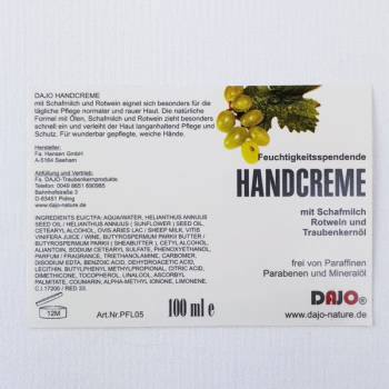 Handcreme mit Traubenkernöl, Schafmilch und Rotwein 100 ml